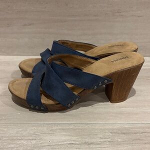 Sonoma Women's Navy Mules with Wooden Heel Size 9